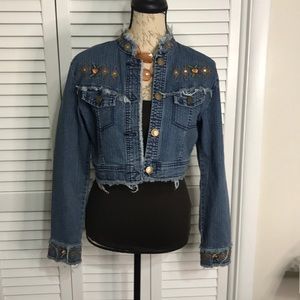Cropped Jean Jacket with Embellishments